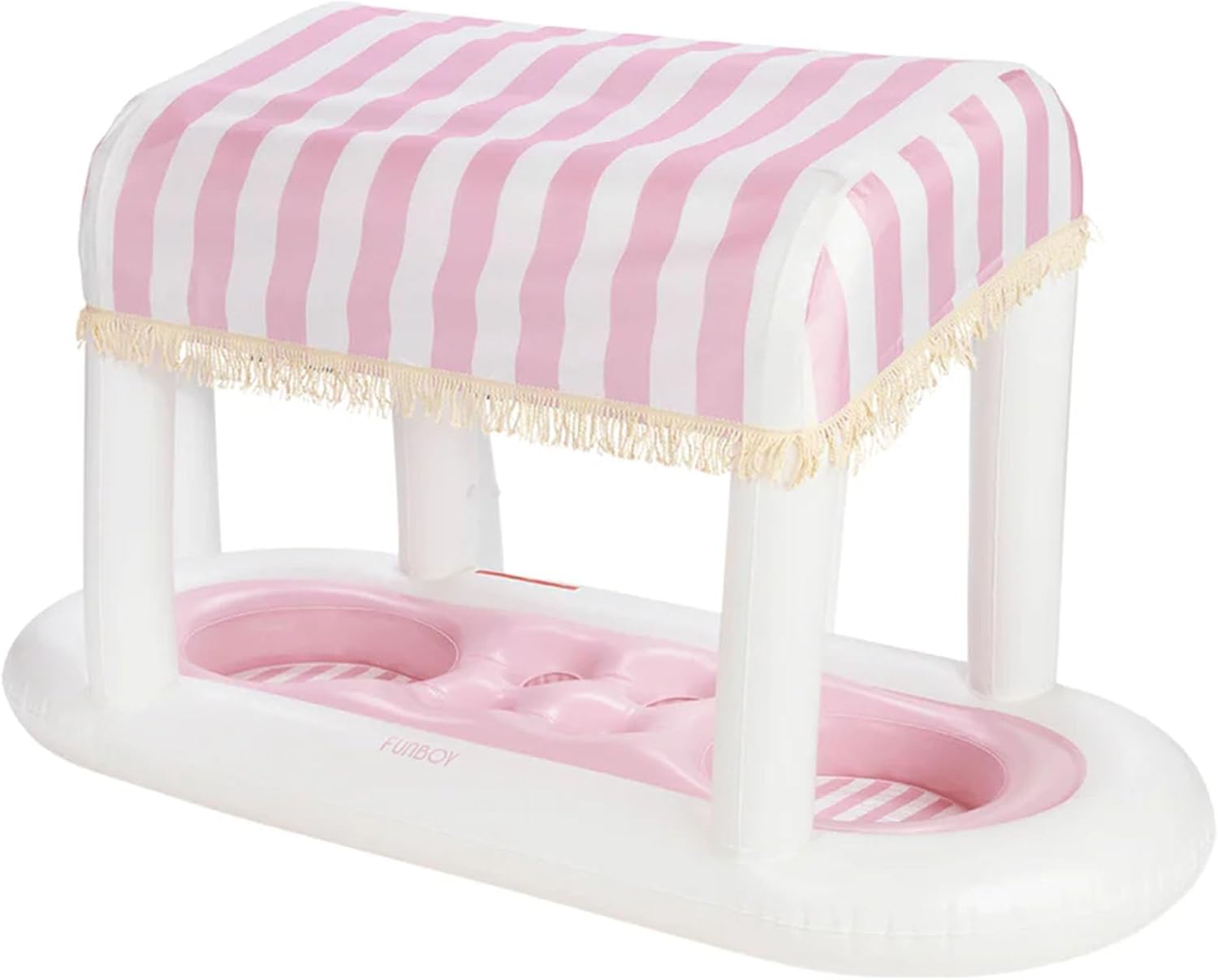 🏆 70K+ SOLD! – Almost Gone-⚡2025 New FUNBOY Giant Floating Cabana Stripe Drink Station, Removable Fabric Shade with Fringe, Perfect for Parties, Table-Top Decorations and in-Pool Refreshments.