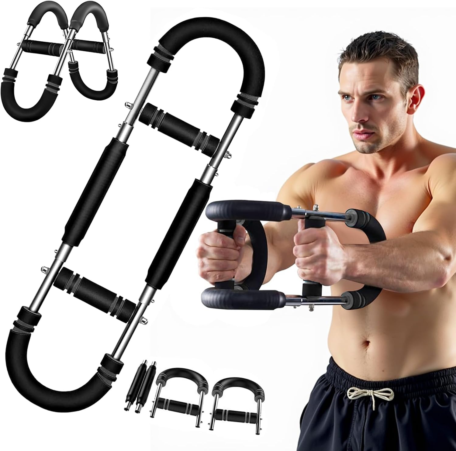 2025 Pro Saker Twister Arm Trainer, Adjustable Chest Workout Equipment, Shoulder Arm Power Twister Bar, Portable Detachable Upper Body Fitness Machine for Home Fitness Equipment