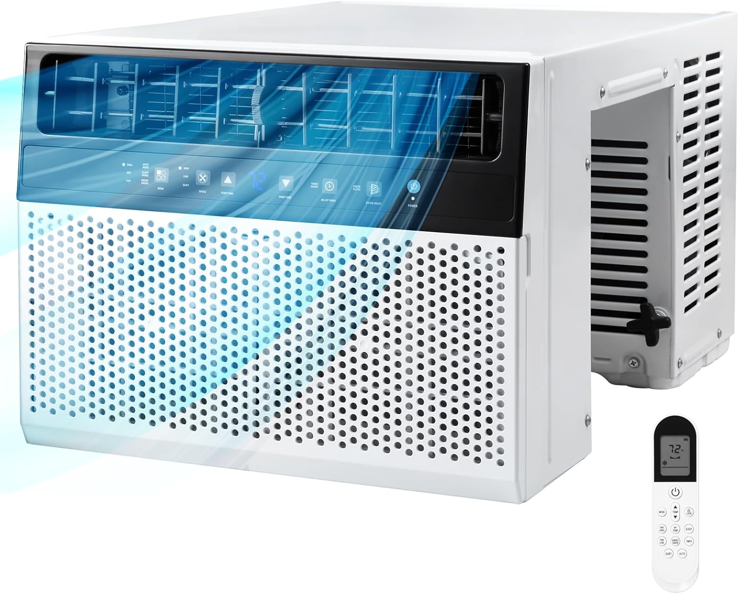 U-Shaped Window Air Conditioner, 12000BTU Window AC Units Cools up to 550 Sq. Ft, 6 Modes, Saddle Window AC Unit with Full Window View, Energy Saving, Installation Kit Included, CEER 10.5