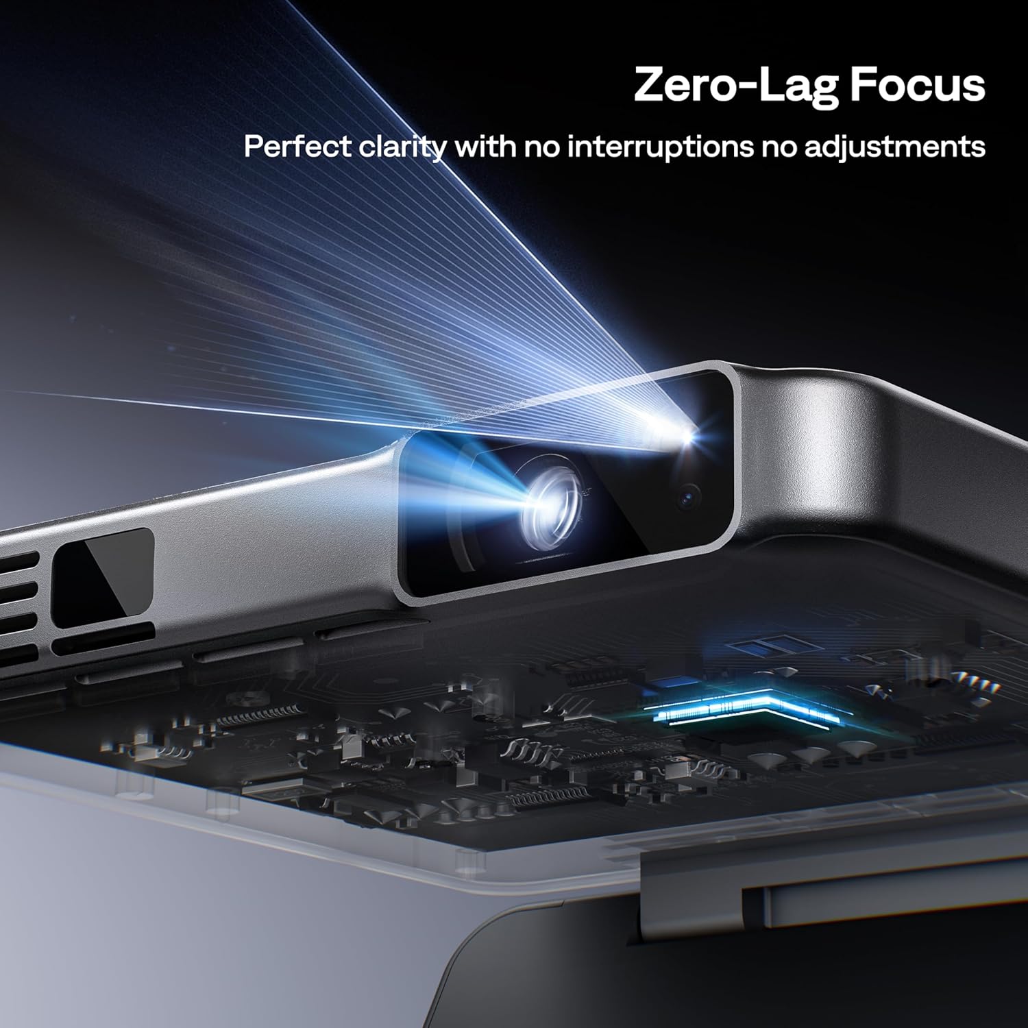 ZIP Tri-Fold DLP Truly Mini Projector, Pocket Size, Zero-Lag Focus, One-Click Screen Mirroring, Full-Screen Mode, Type-C Fast Charging, 5,000mAh Battery, Indoor Outdoor Portable Projector, Grey