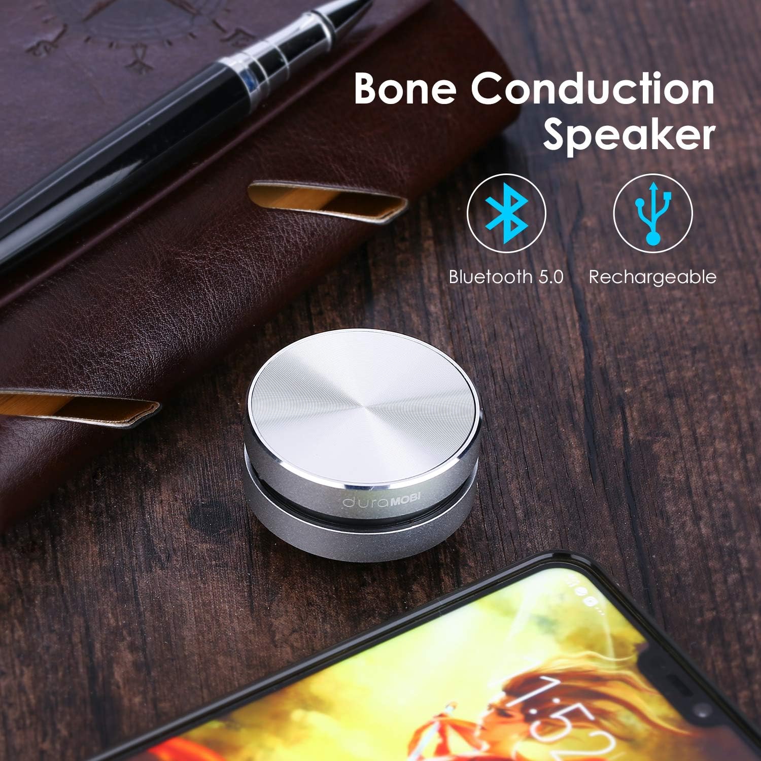🏆 70K+ SOLD! – Almost Gone-⚡2025 New Stickatune Speaker, Stickatune Portable Bluetooth Bone Conduction Speaker with Suction Cup, Waterproof Shower Sound Machine for Home,Outdoor,Travel
