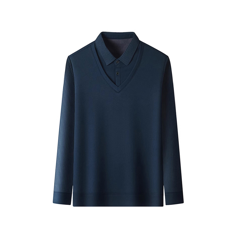 Fake two-piece fleece lined shirt