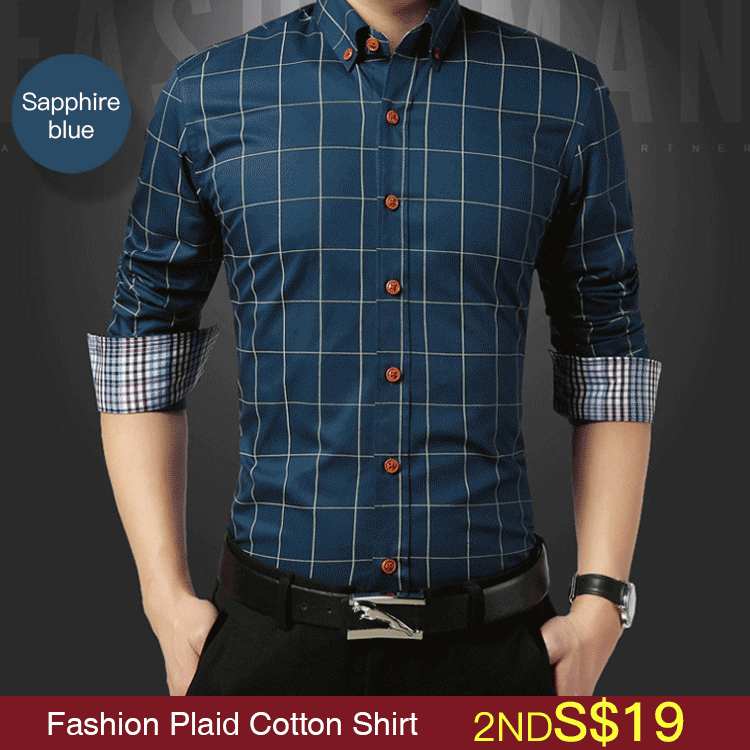 Men‘s Fashion Plaid Cotton Shirt