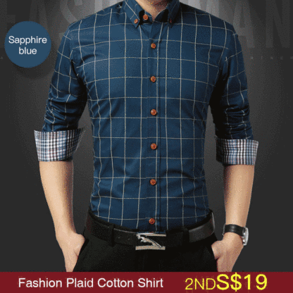Men‘s Fashion Plaid Cotton Shirt