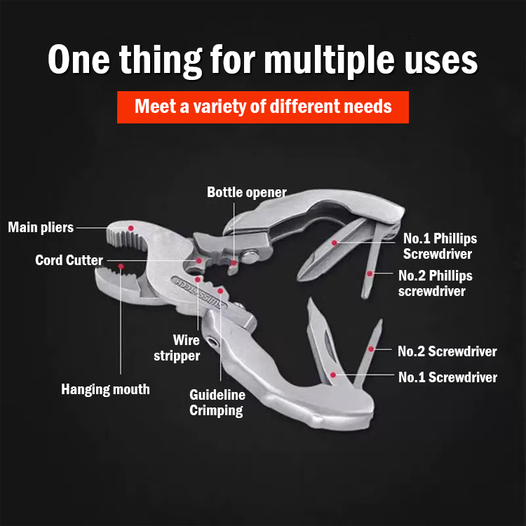 Mini Multi-Purpose Pliers Stainless Steel 9-in-1 Turtle Back Pliers