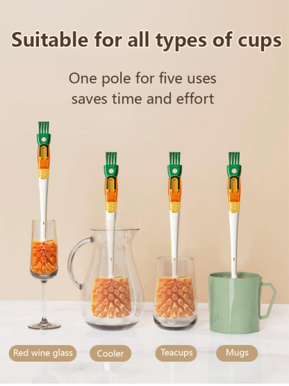 [One cleaning is equivalent to five] 5-in-1 long-handled cup brush