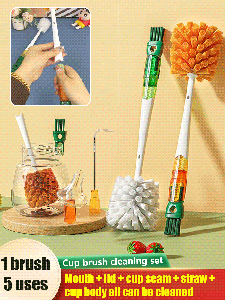 [One cleaning is equivalent to five] 5-in-1 long-handled cup brush