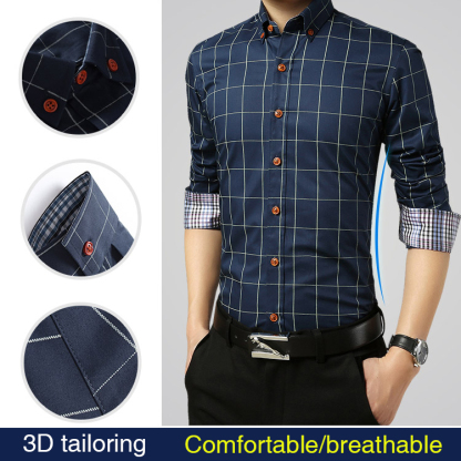 Men‘s Fashion Plaid Cotton Shirt