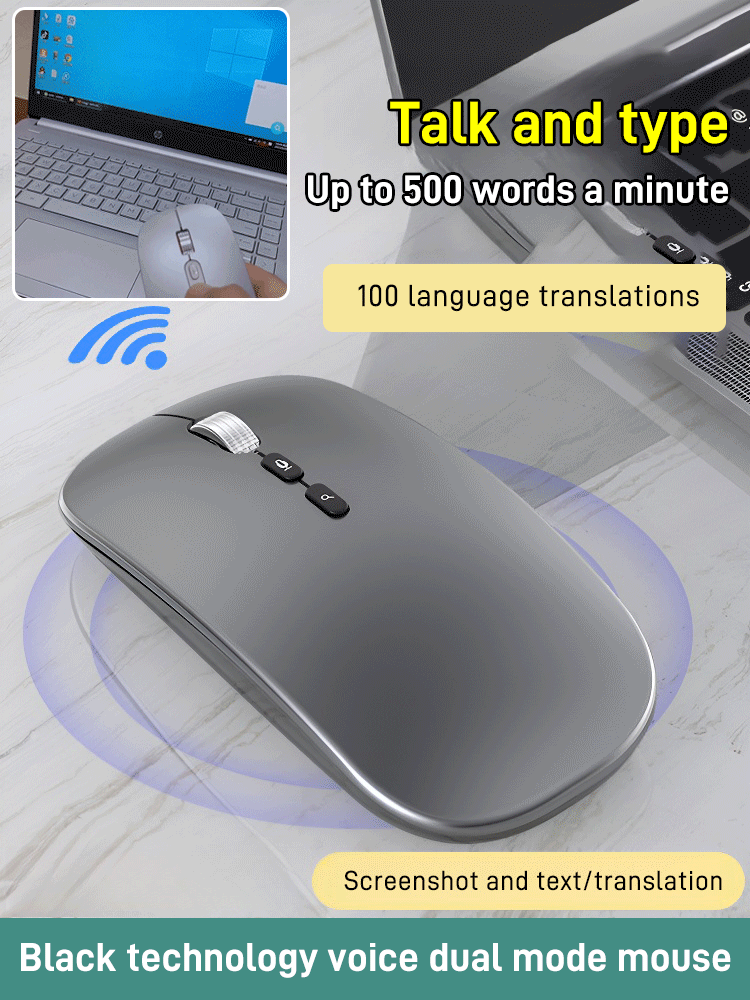 [Can type 500 words in one second] Black technology voice dual-mode mouse ✅A new generation of wireless productivity.