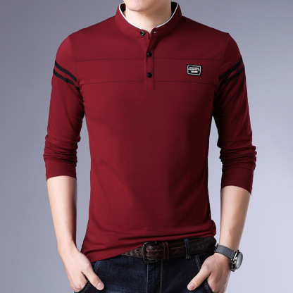 [Genuine product] Thin Stand-collar long sleeve T-shirt for Men