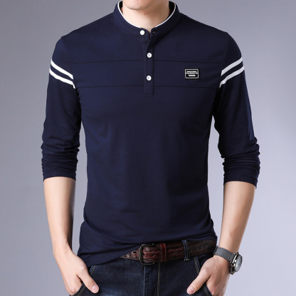 [Genuine product] Thin Stand-collar long sleeve T-shirt for Men