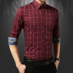 Men‘s Fashion Plaid Cotton Shirt