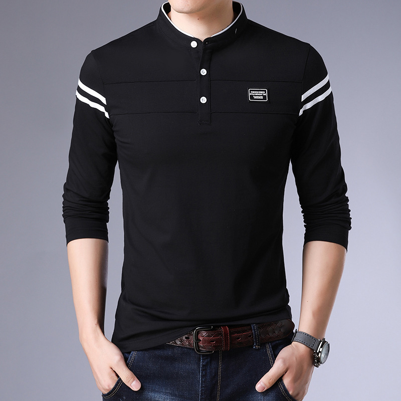 [Genuine product] Thin Stand-collar long sleeve T-shirt for Men