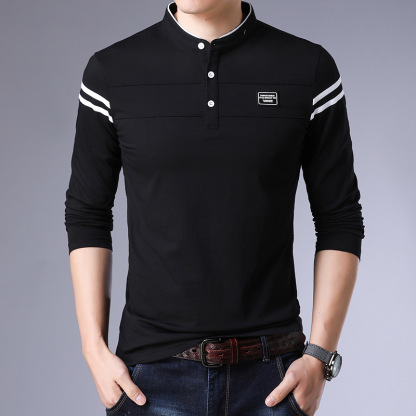 [Genuine product] Thin Stand-collar long sleeve T-shirt for Men
