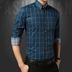 Men‘s Fashion Plaid Cotton Shirt
