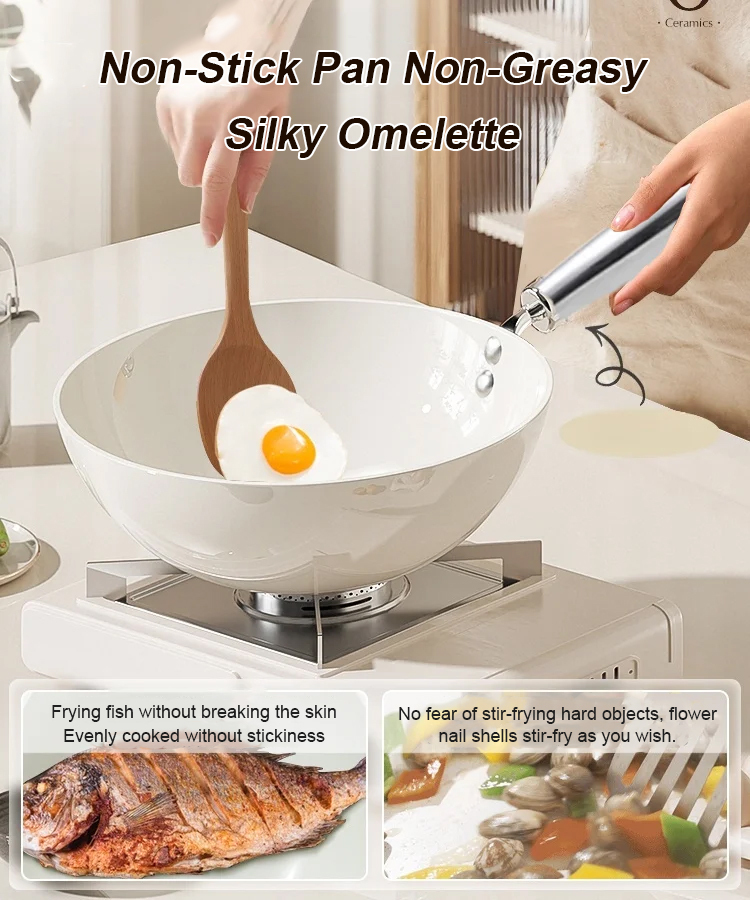 Ceramic Glazed Non-Stick Cookware 🥘Fry/deep-fry/stew/stir-fry all in one pan, 🍳easily make the taste of childhood