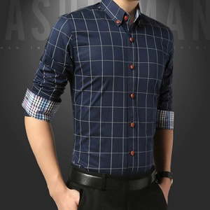 Men‘s Fashion Plaid Cotton Shirt