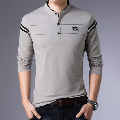 [Genuine product] Thin Stand-collar long sleeve T-shirt for Men
