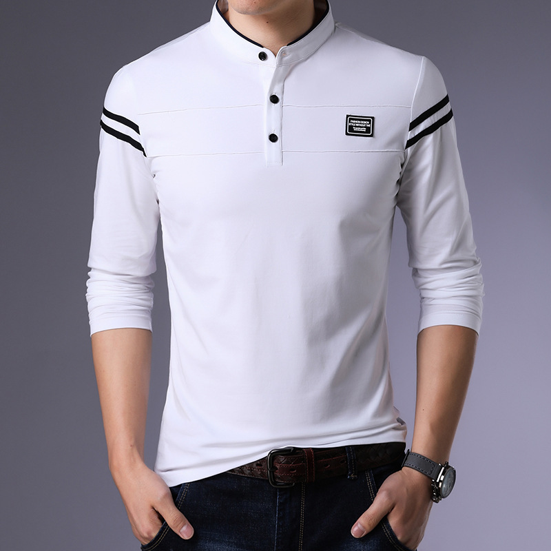 [Genuine product] Thin Stand-collar long sleeve T-shirt for Men
