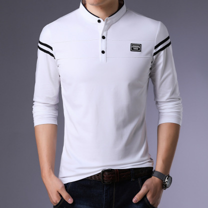 [Genuine product] Thin Stand-collar long sleeve T-shirt for Men