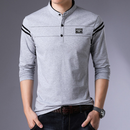 [Genuine product] Thin Stand-collar long sleeve T-shirt for Men