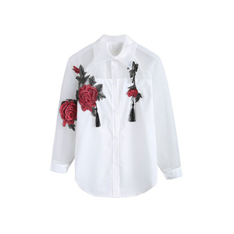 【官方站】HUIXIN歐根紗刺繡拼接襯衫