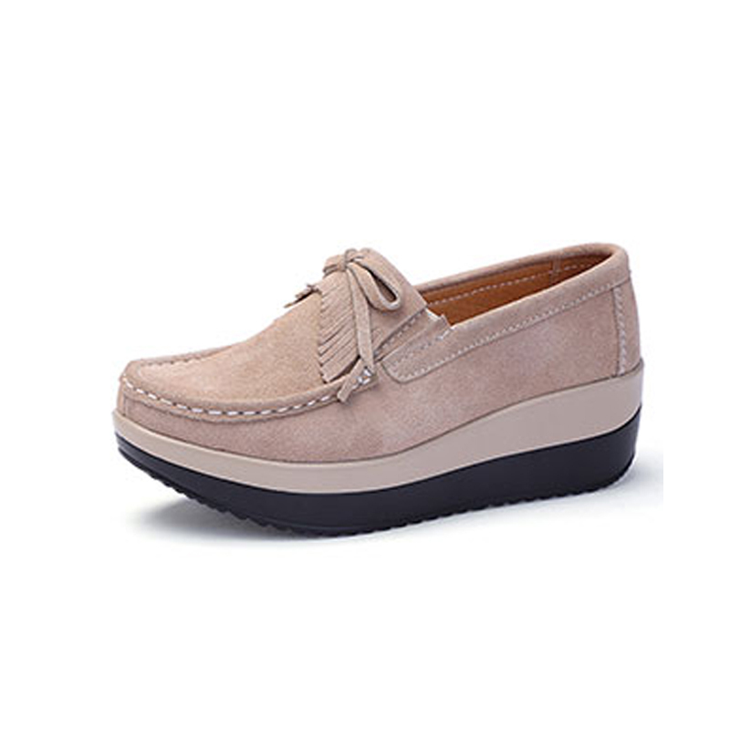 Leather tasseled Muffin Cake bean shoes