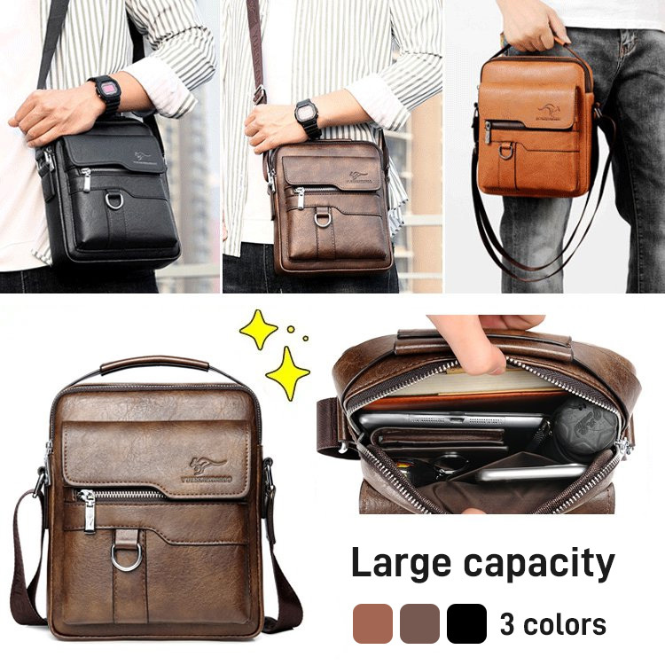 First layer leather men's business commuter bag