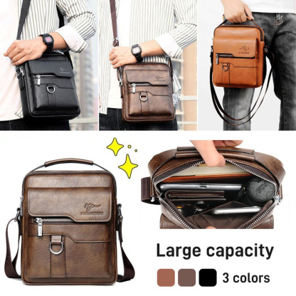 First layer leather men's business commuter bag
