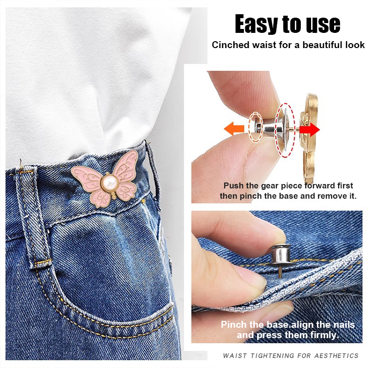 No-sew, no-nail butterfly adjustment buckle