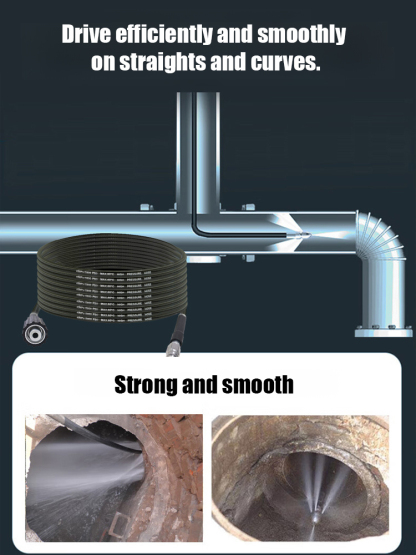 "One Flush Clean" Water Rat Nozzle High-Pressure Drain Cleaning Set