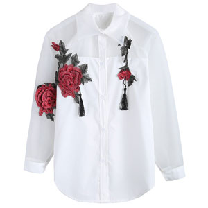 【官方站】HUIXIN歐根紗刺繡拼接襯衫