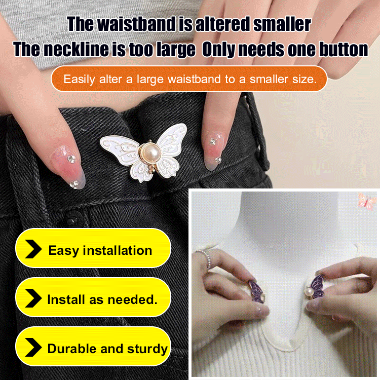 No-sew, no-nail butterfly adjustment buckle