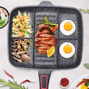 麥飯石分格平底早煎鍋