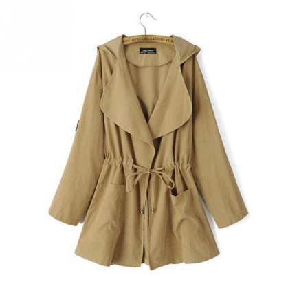 Simple long windbreaker jacket