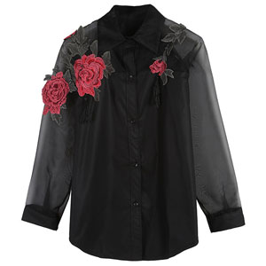 【官方站】HUIXIN歐根紗刺繡拼接襯衫