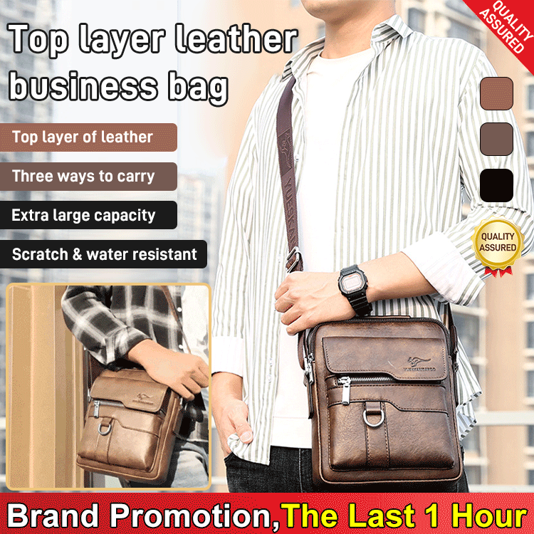 First layer leather men's business commuter bag