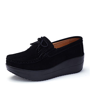 Leather tasseled Muffin Cake bean shoes