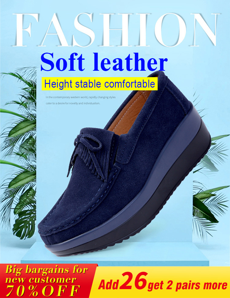 Leather tasseled Muffin Cake bean shoes