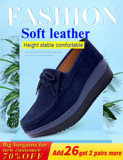 Leather tasseled Muffin Cake bean shoes