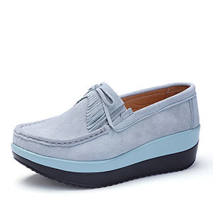 Leather tasseled Muffin Cake bean shoes