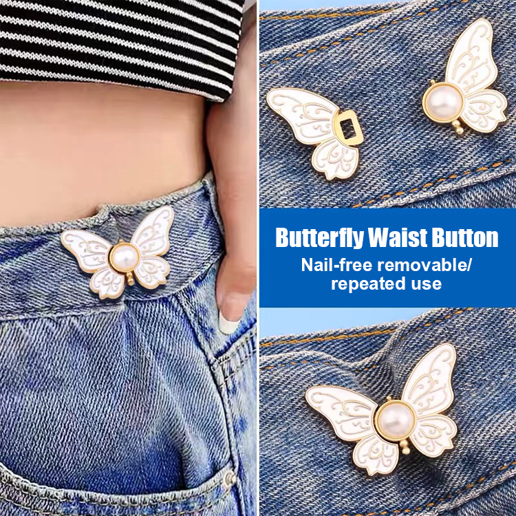 No-sew, no-nail butterfly adjustment buckle