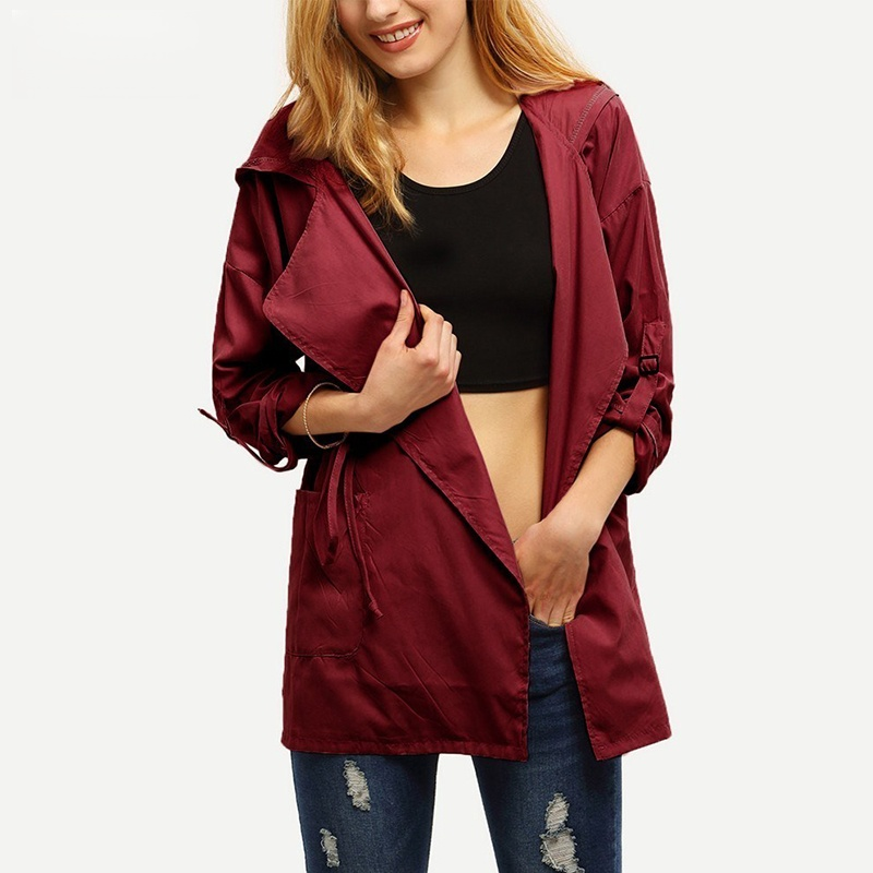 Simple long windbreaker jacket