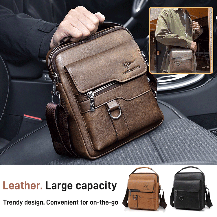 First layer leather men's business commuter bag