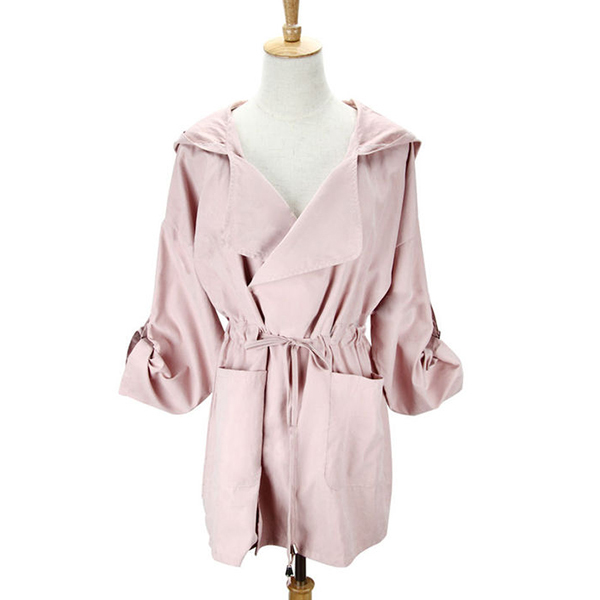 Simple long windbreaker jacket