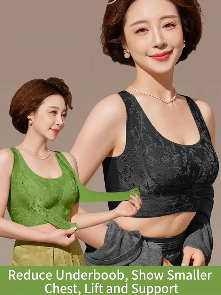 Elegant front-clasp lifting and gathering bra with a beautiful back design
