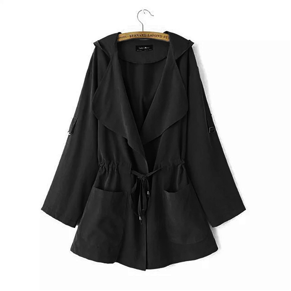 Simple long windbreaker jacket