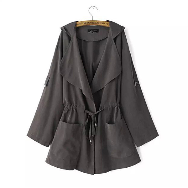 Simple long windbreaker jacket