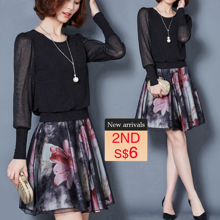 Simple figure-flattering gauze long sleeve blouse