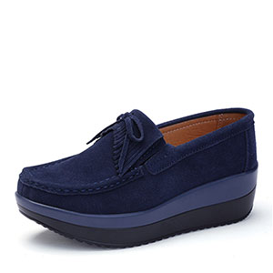 Leather tasseled Muffin Cake bean shoes